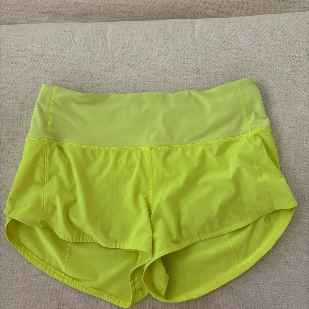 Lululemon Speed Up Neon Yellow Shorts
